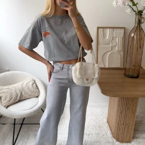 Jean wide leg LERANI - gris clair