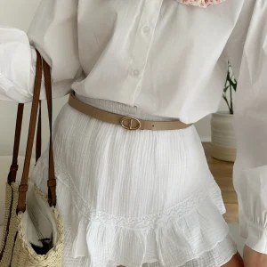 Jupe-short en gaze de coton OMIZE - blanc