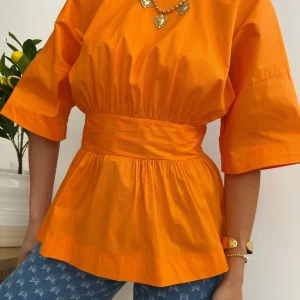 Blouse encolure en V au dos VENDETTI - orange